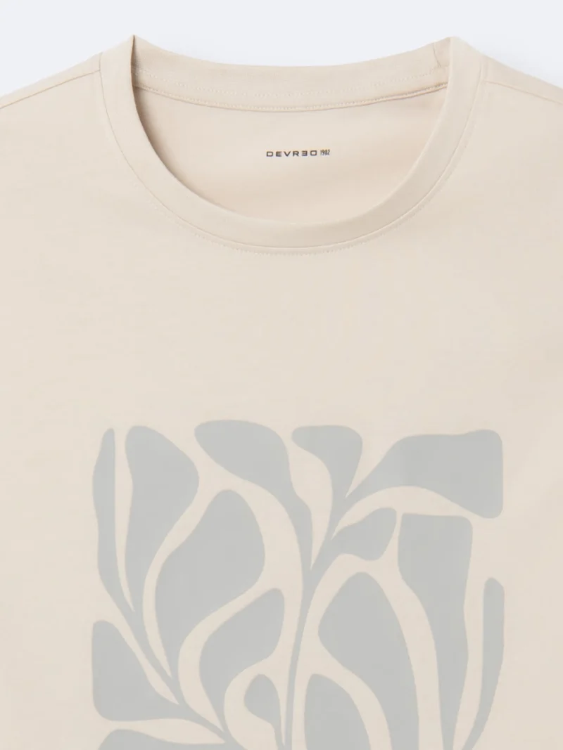 T-shirt col rond en coton fleuri