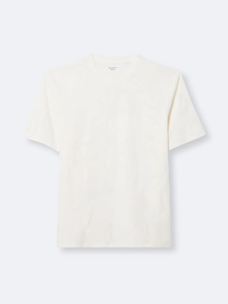 T-shirt col rond à relief en coton