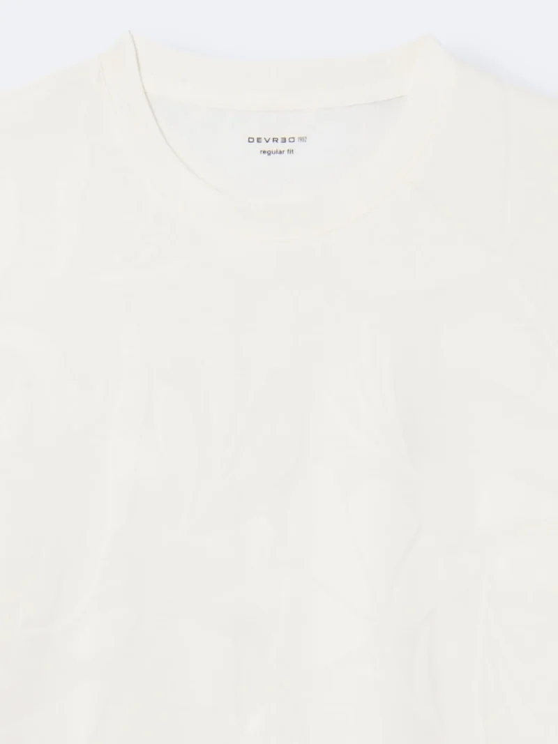 T-shirt col rond à relief en coton