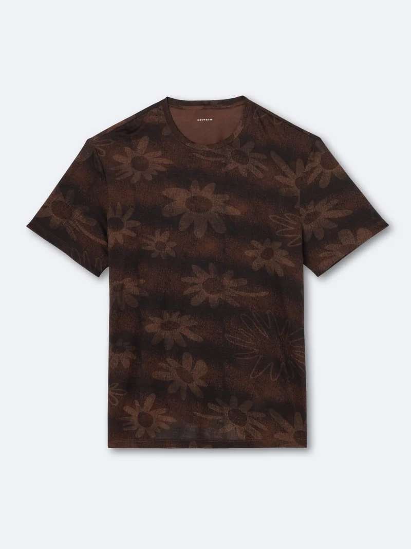 T-shirt col rond en lyocell fleuri