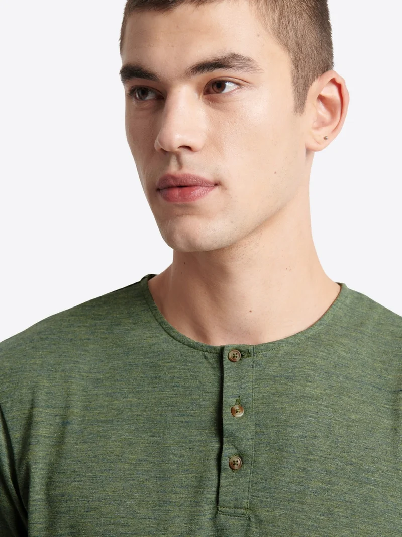 T-shirt col tunisien faux-uni en viscose
