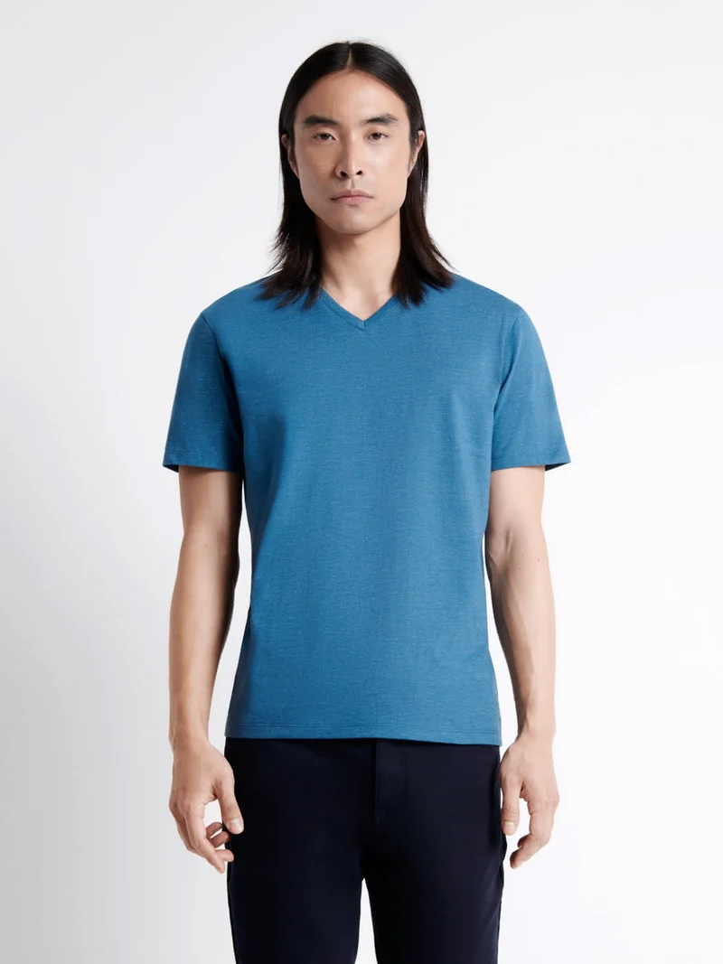 T-shirt col V mélange coton Supima®