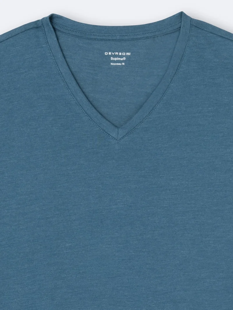 T-shirt col V mélange coton Supima®