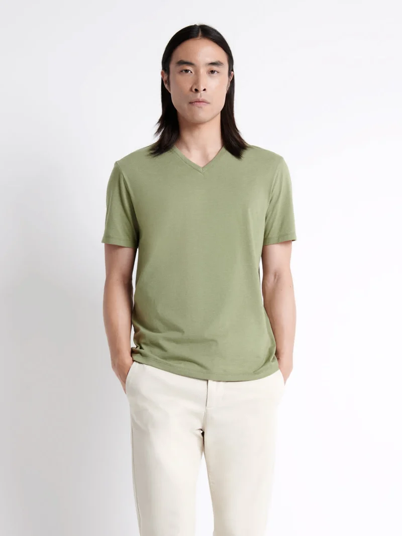 T-shirt col V mélange coton Supima®