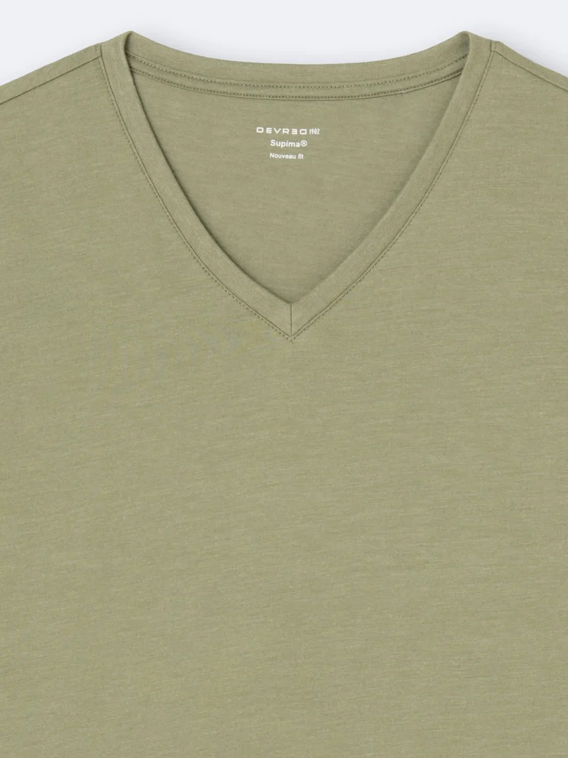 T-shirt col V mélange coton Supima®
