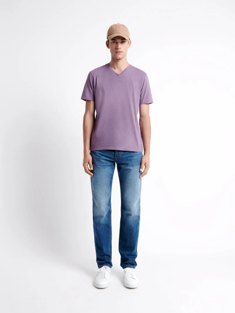 T-shirt col V mélange coton Supima®