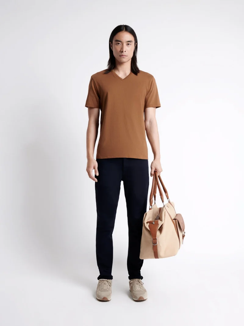 T-shirt col V en coton Supima®