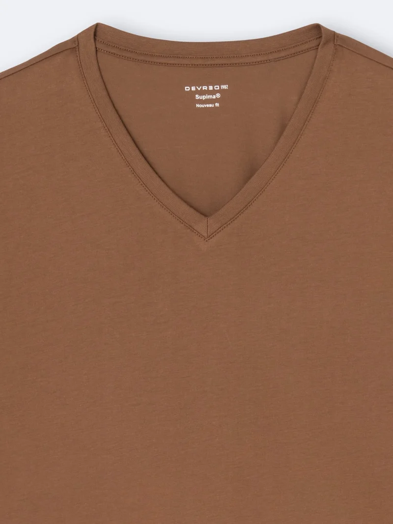 T-shirt col V en coton Supima®