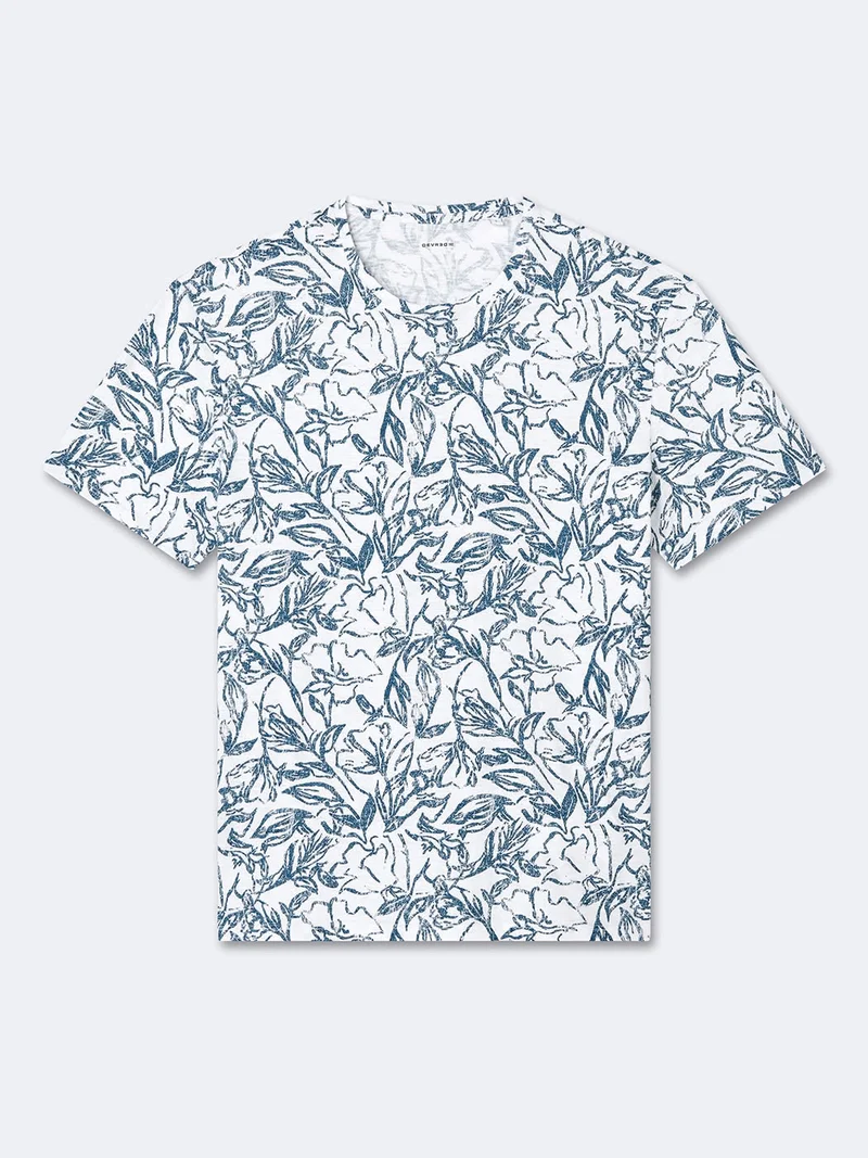 T-shirt col rond 100% coton fleuri