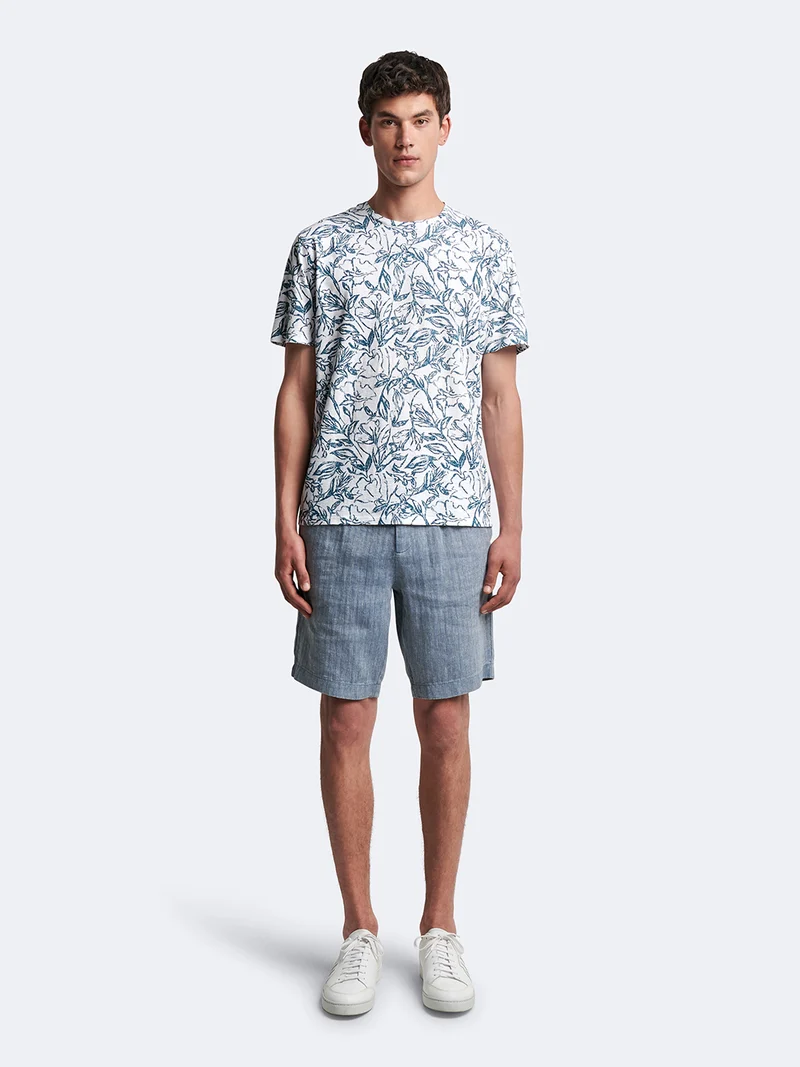T-shirt col rond 100% coton fleuri