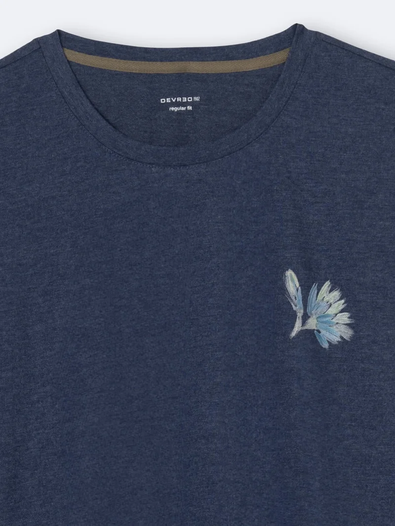 T-shirt col rond en coton fleuri