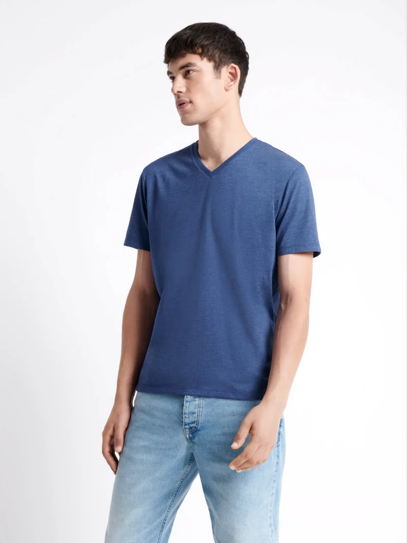 T-shirt col V mélange coton Supima®