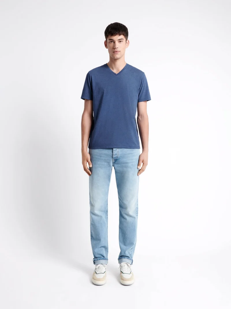 T-shirt col V mélange coton Supima®
