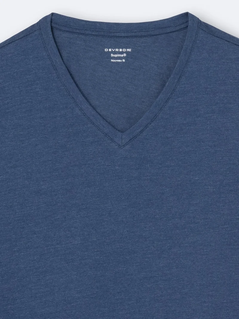 T-shirt col V mélange coton Supima®
