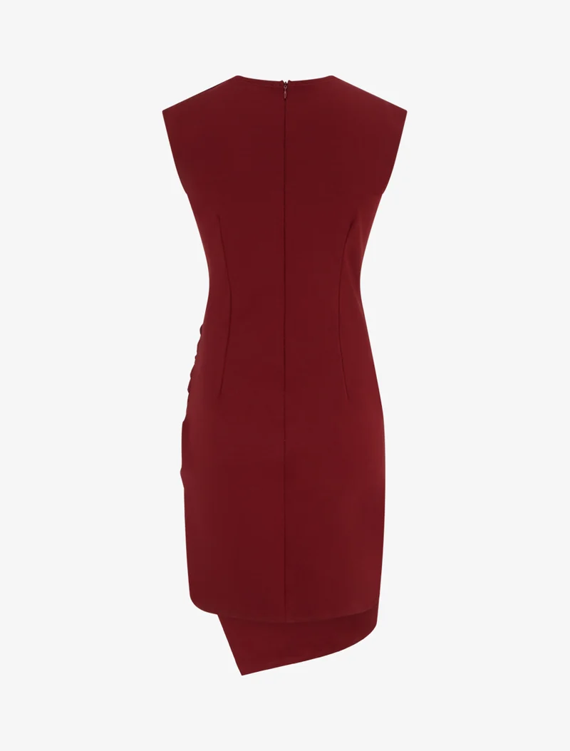 Robe sans manches style portefeuille à effet drapé - Bordeaux