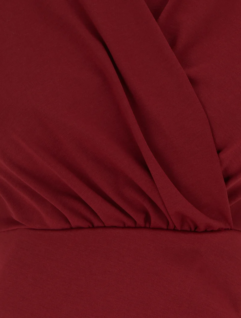 Robe sans manches style portefeuille à effet drapé - Bordeaux