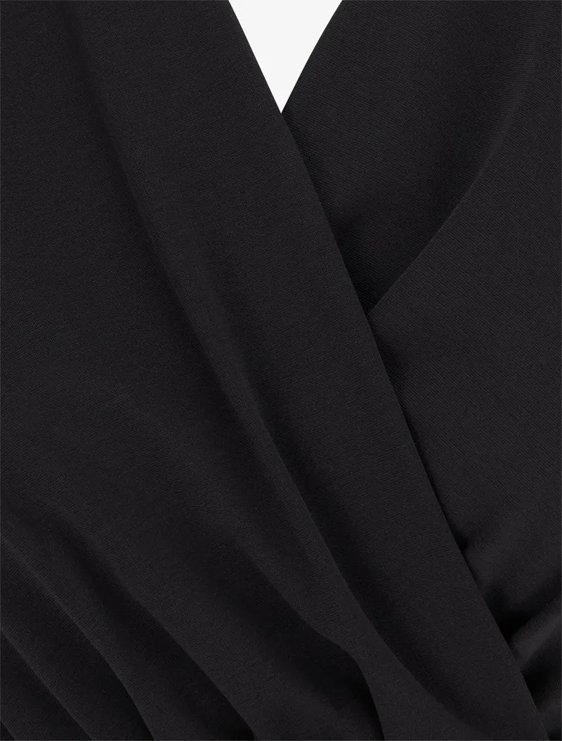 Robe sans manches style portefeuille à effet drapé - Noir
