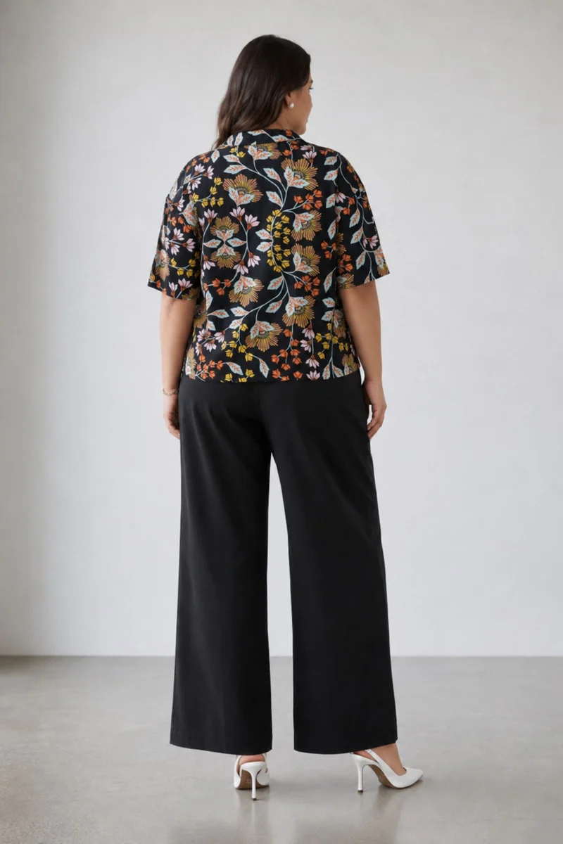 Aster|Cotton Relaxed Boxy Fit Cropped Shirt