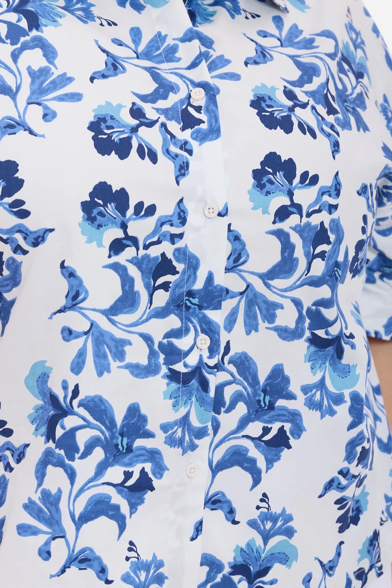 Ashwa|Cotton Relaxed Boxy Fit Cropped Shirt
