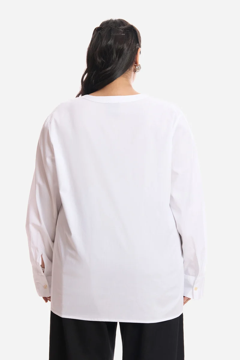 Anahi|Cotton Tie Up Top With Cuff Sleeves