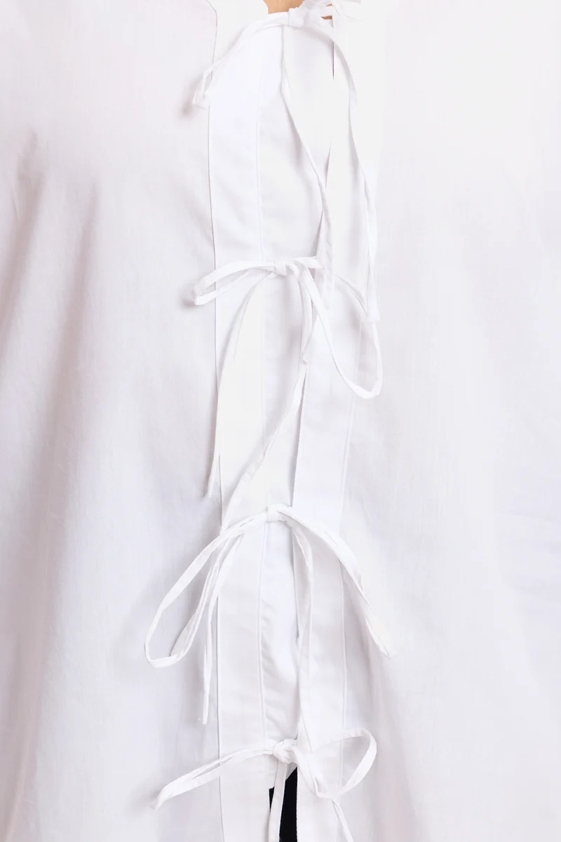 Anahi|Cotton Tie Up Top With Cuff Sleeves