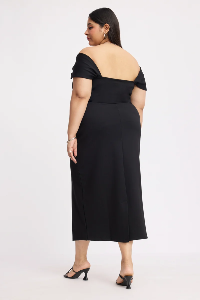 Calia|Ponte Off Shoulder Midi Dress