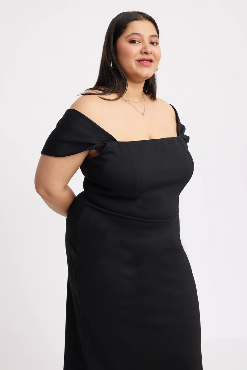 Calia|Ponte Off Shoulder Midi Dress