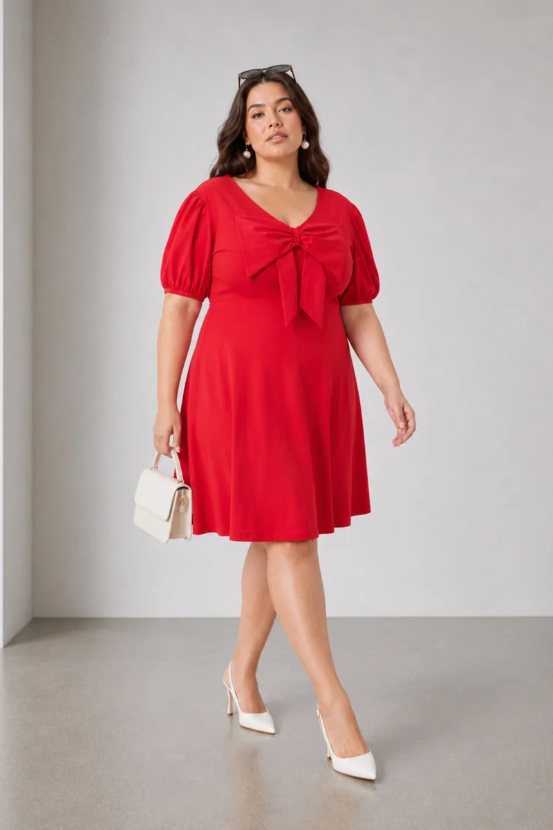 Jara|Ponte Mini Dress With Center Front Bow