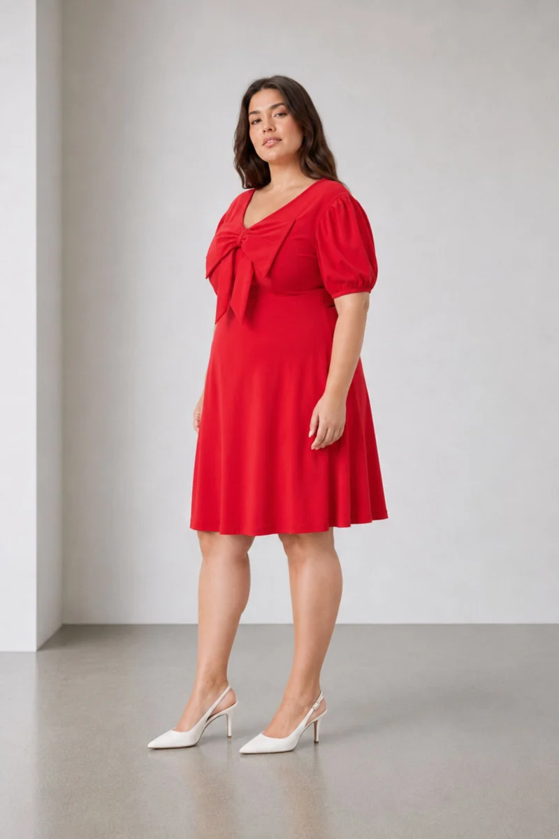 Jara|Ponte Mini Dress With Center Front Bow