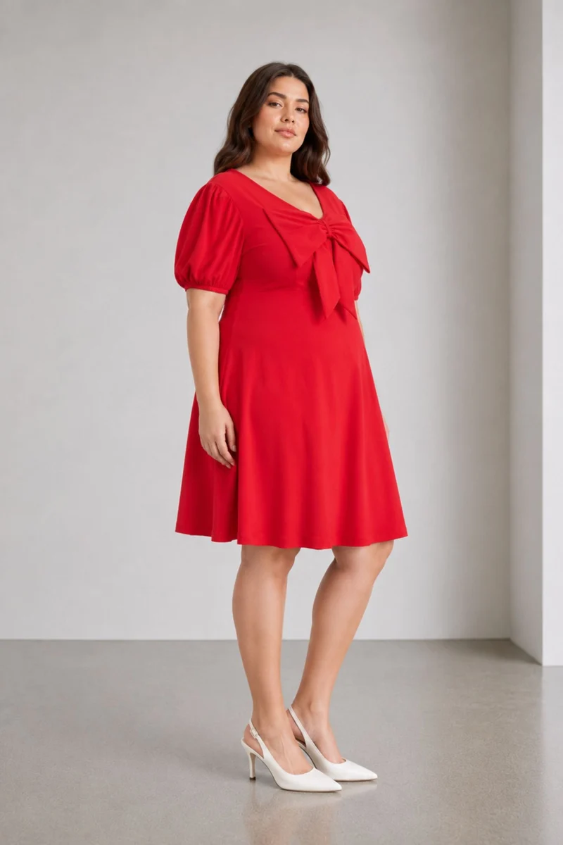 Jara|Ponte Mini Dress With Center Front Bow
