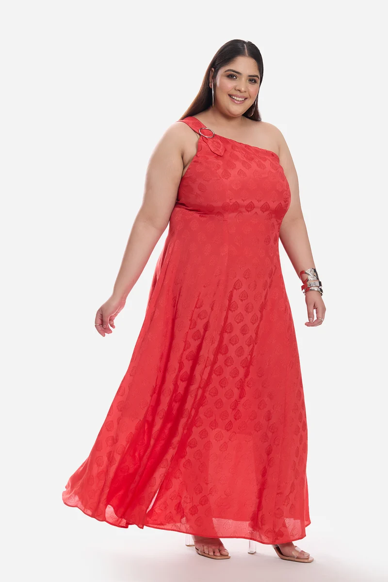 Janiah|Viscose One Shoulder A Line Dress