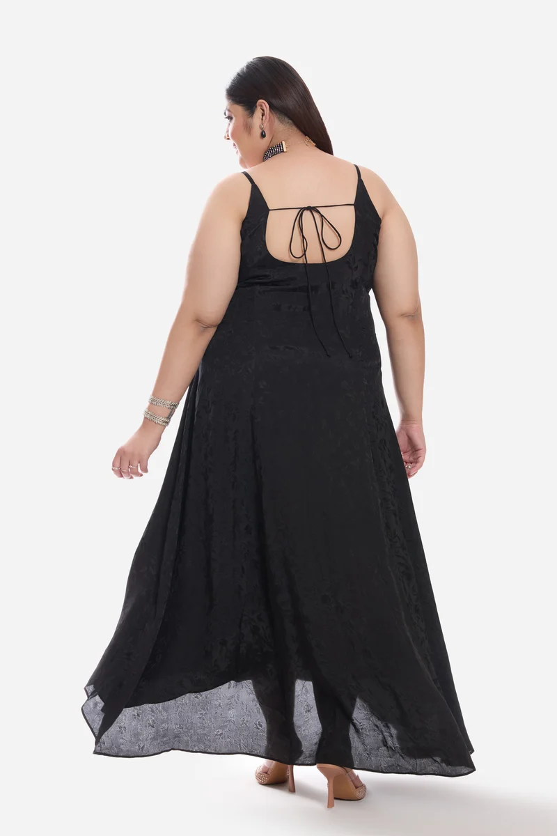 Caris|Viscose Aline Dress With Highlow Hem
