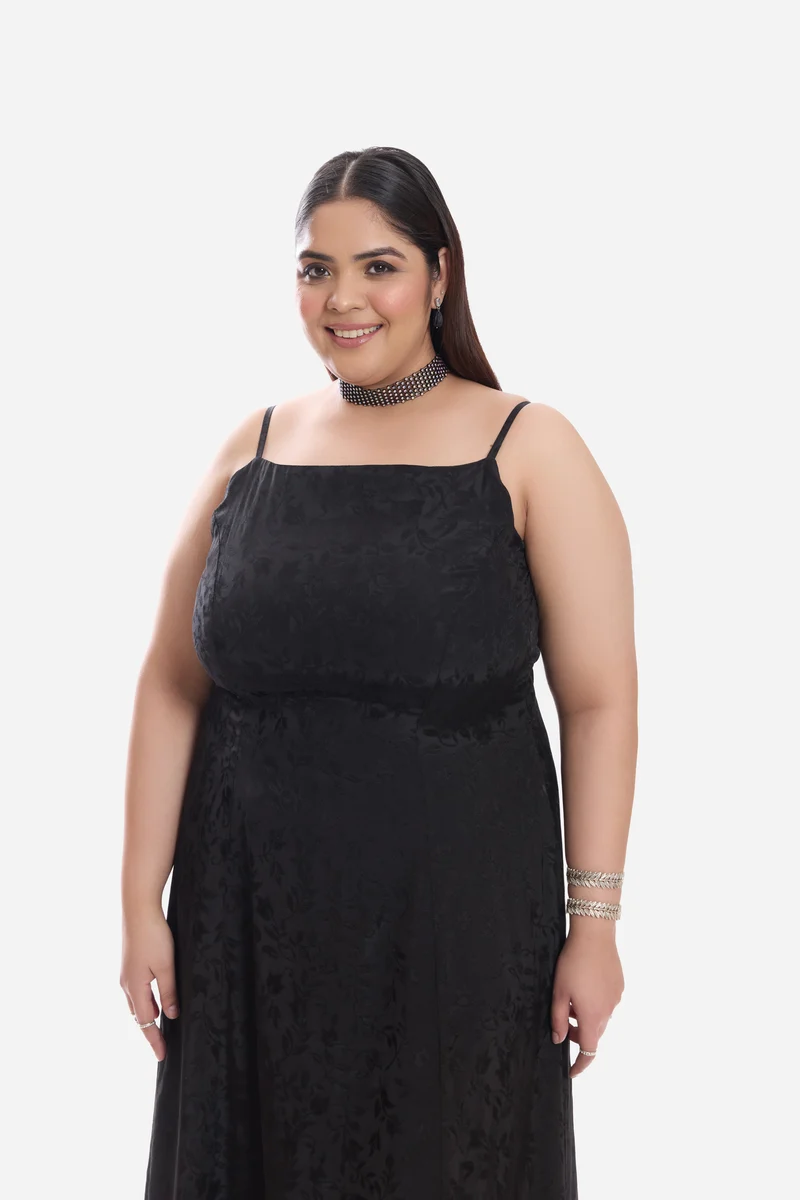 Caris|Viscose Aline Dress With Highlow Hem