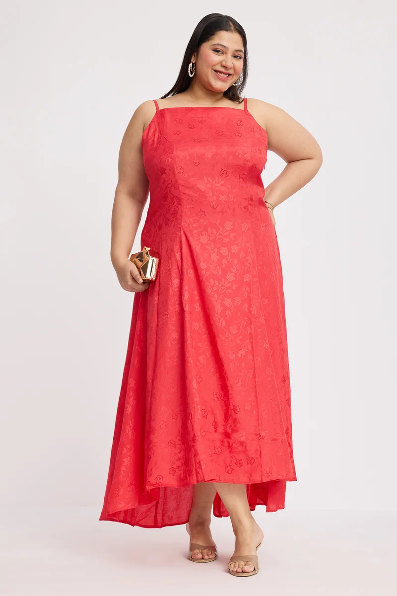 Carys|Viscose Aline Dress With Highlow Hem