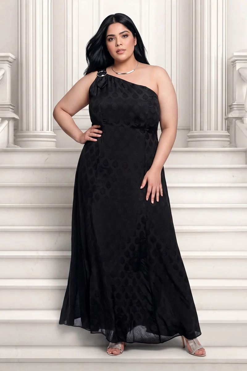 Jania|Viscose One Shoulder A Line Dress