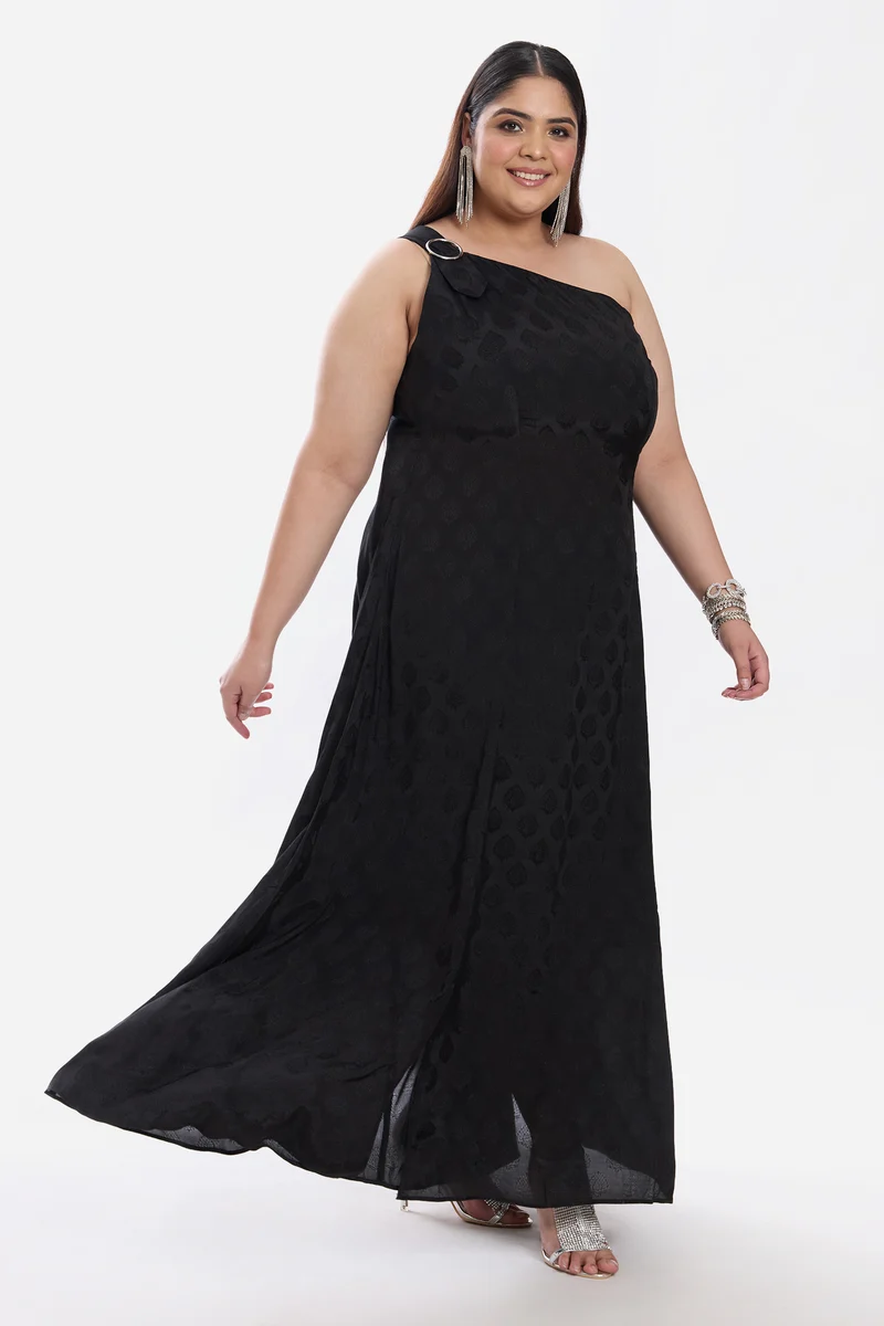 Jania|Viscose One Shoulder A Line Dress