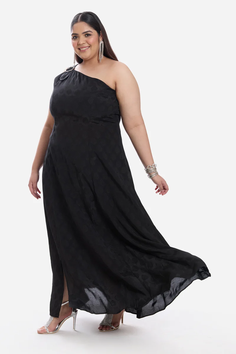 Jania|Viscose One Shoulder A Line Dress