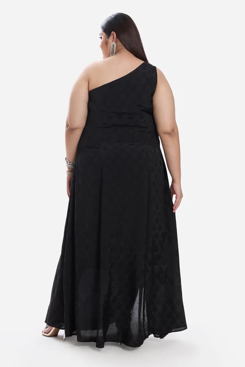 Jania|Viscose One Shoulder A Line Dress