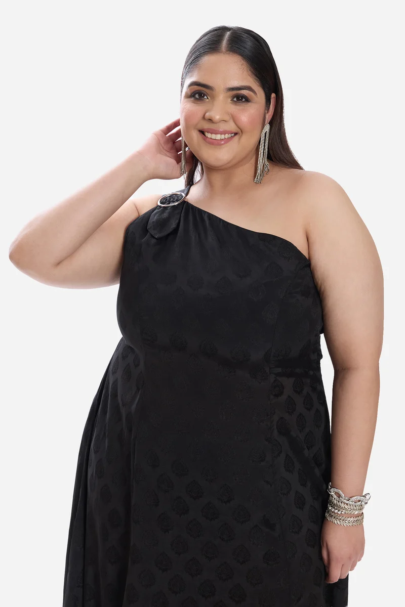 Jania|Viscose One Shoulder A Line Dress