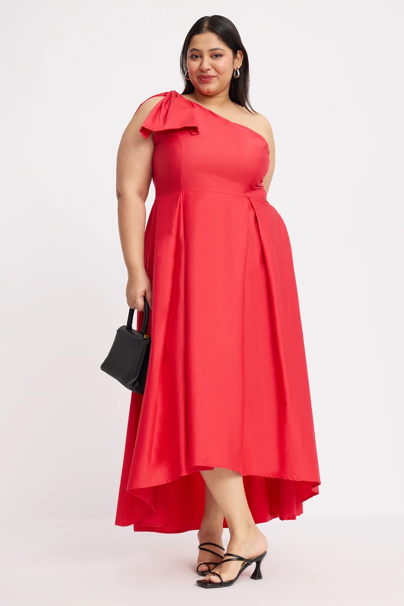 Biara|Cotton One Shoulder Bow Gown