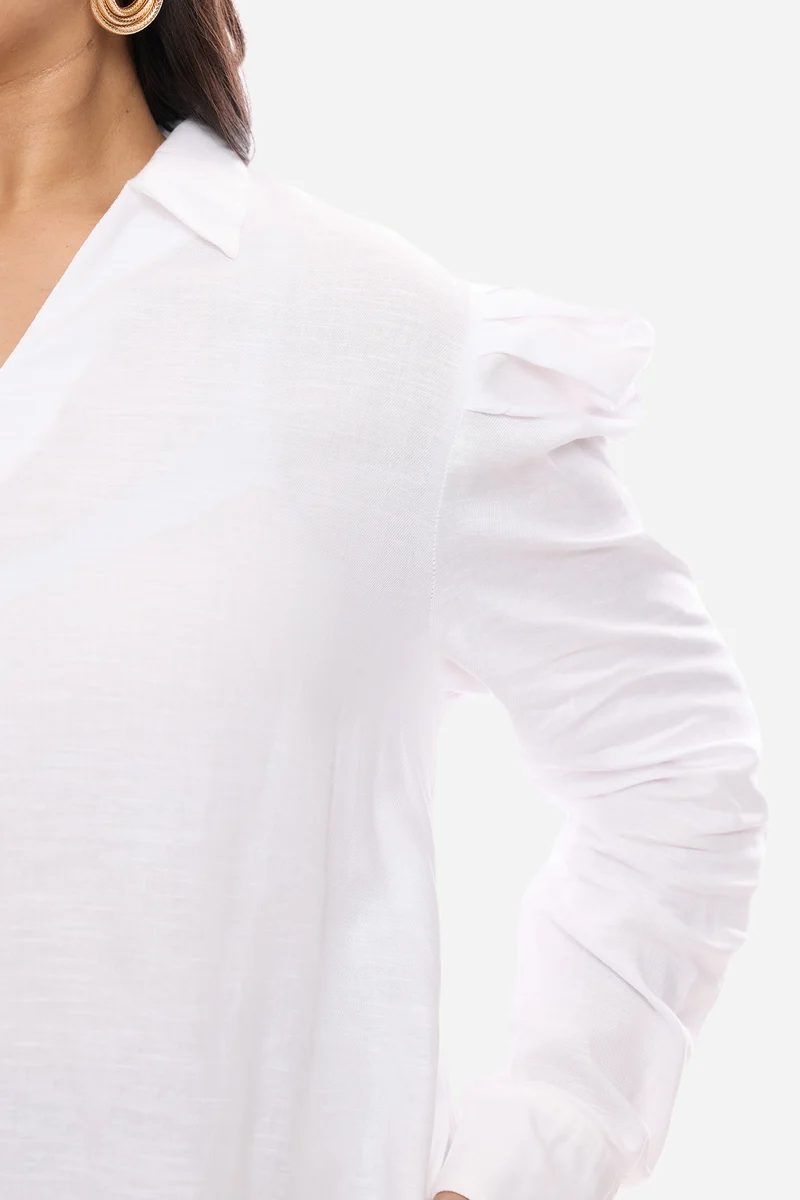Anara|Viscose Aline Dress With Mutton Sleeves