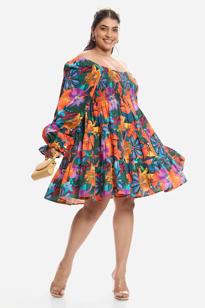 Ameli|Viscose Mini Dress With Volume Sleeves