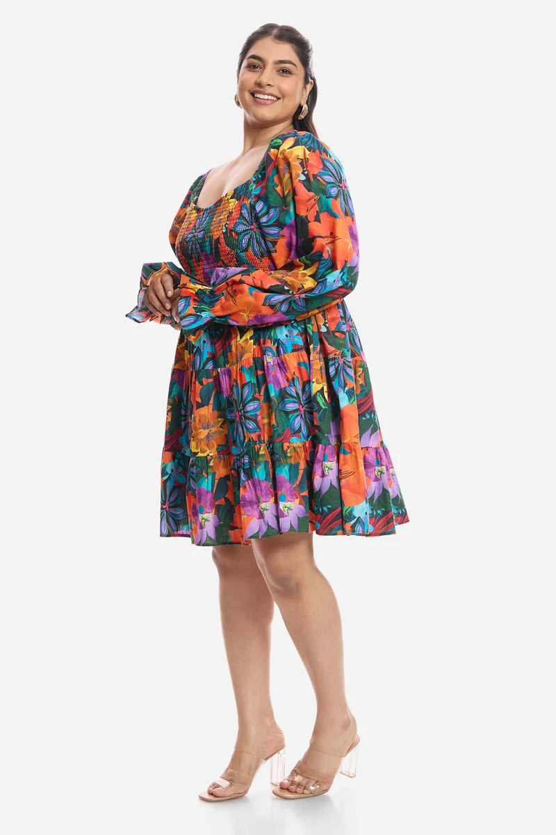 Ameli|Viscose Mini Dress With Volume Sleeves