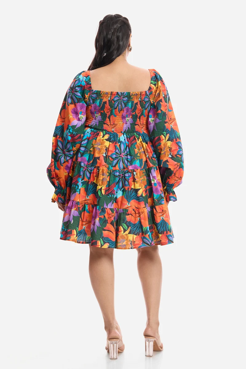 Ameli|Viscose Mini Dress With Volume Sleeves