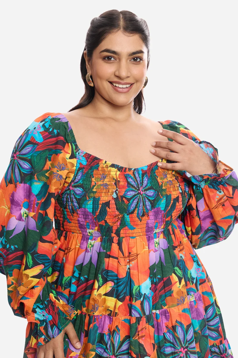 Ameli|Viscose Mini Dress With Volume Sleeves
