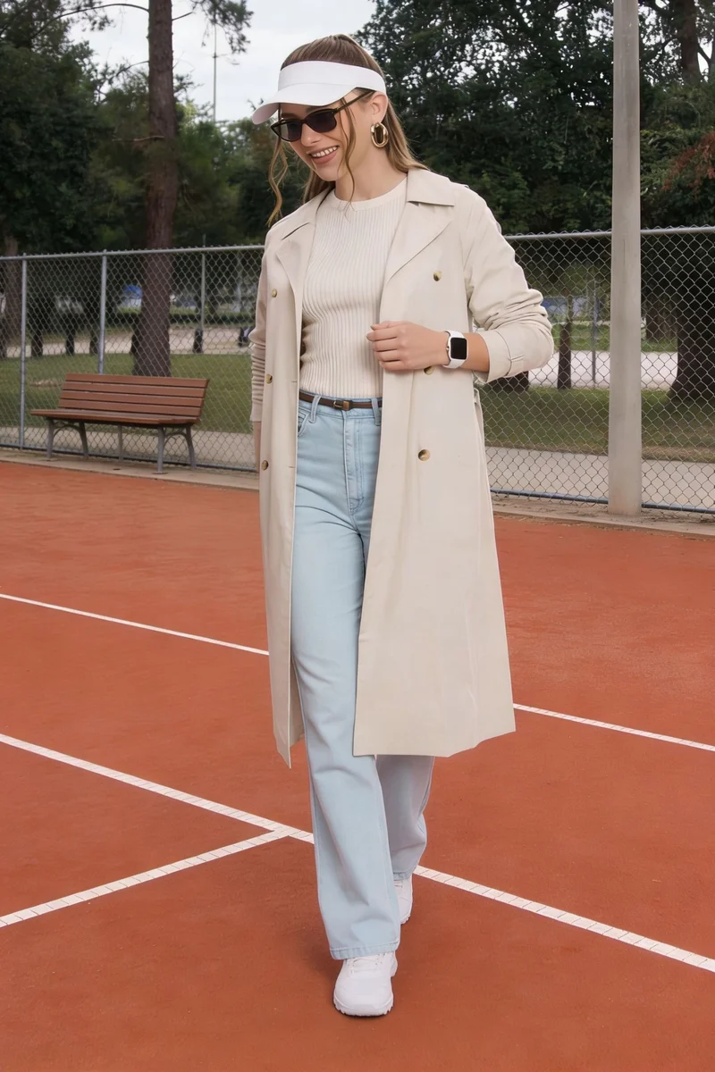 Oona|100% Cotton Belted Long Trench Coat