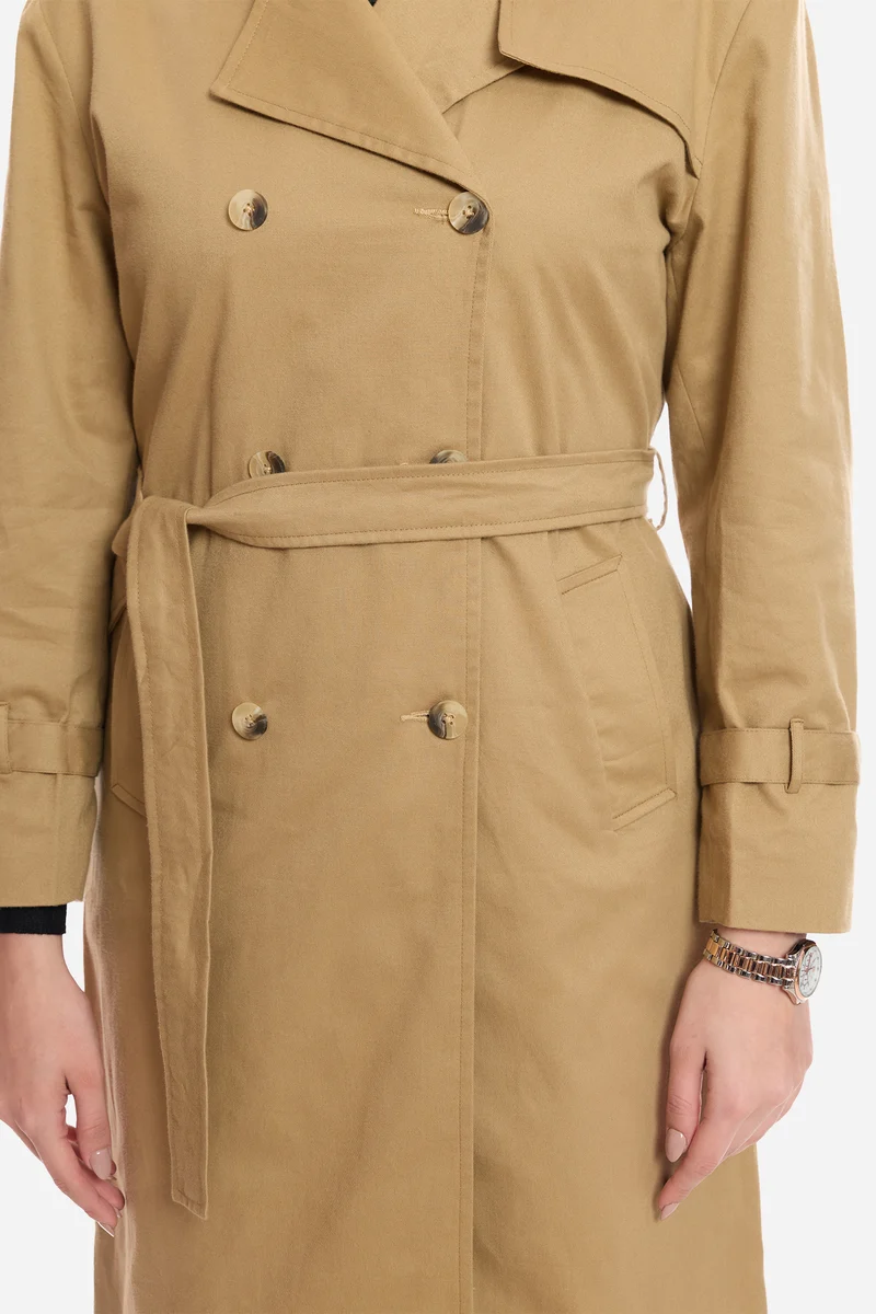 Una|100% Cotton Belted Heritage Long Trench Coat