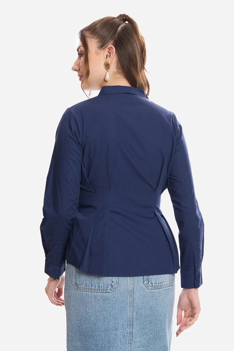 Akif|100% Cotton Pleated Fit & Flare Shirt