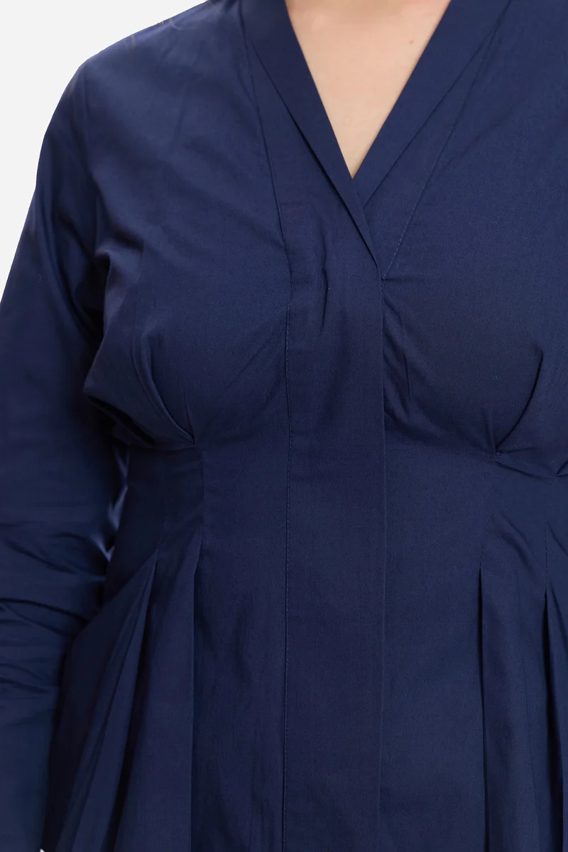 Akif|100% Cotton Pleated Fit & Flare Shirt