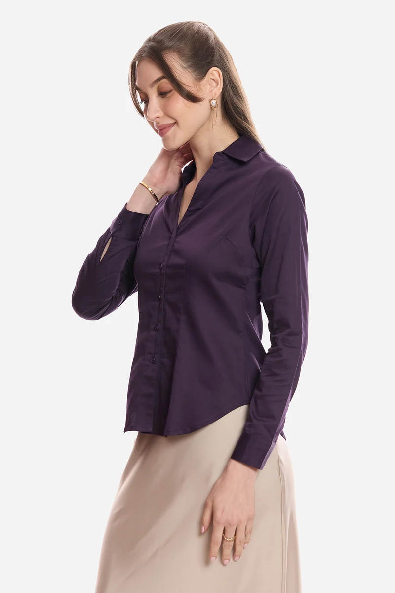 Arif|Cotton Cinched Waist Full Sleeve Shirt